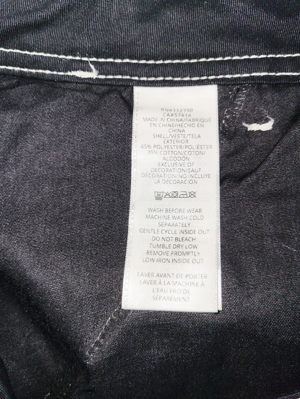 True Religion Bobby Baggy Cargo Pant Mens 34 Jet Black White Stitch NWT - Picture 9 of 10